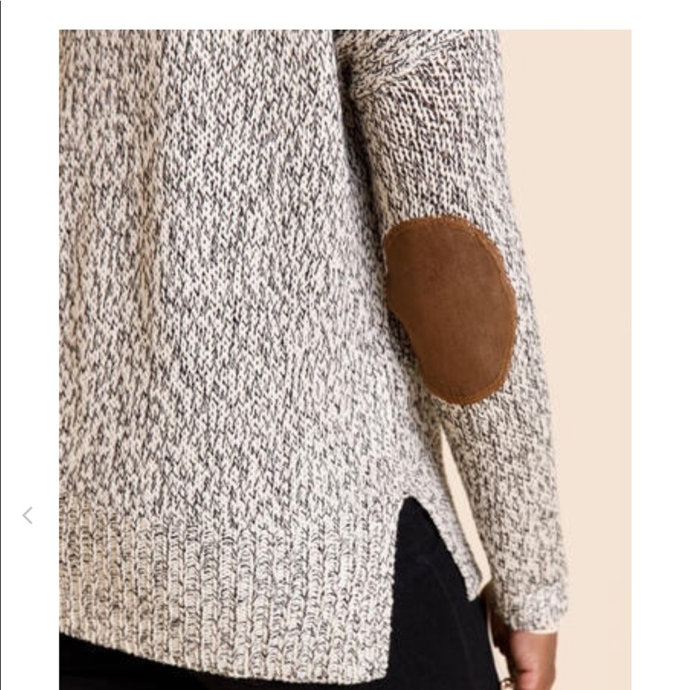 White elbow patch sweater